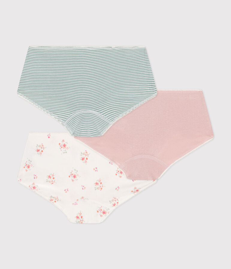 Juego de 3 culottes infantiles de algod&oacute;n con flor multicolor