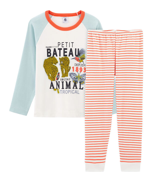 Pijama de punto para ni&ntilde;o blanco/multicolor