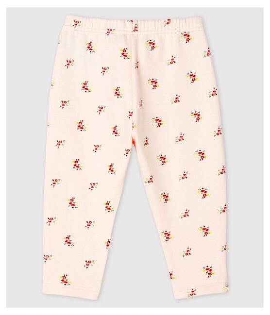 Pantalón estampado de felpa de bebé niña. rosa FLEUR/blanco MULTICO
