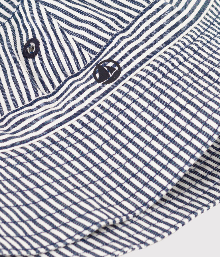 Gorro de sarga a rayas para ni&ntilde;o azul/blanco