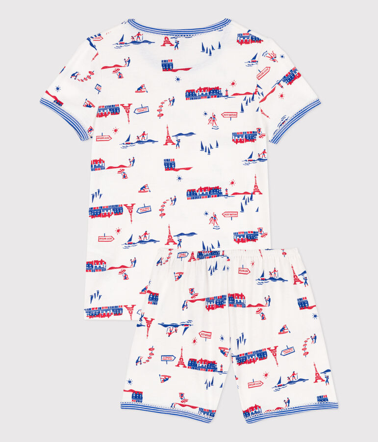 Pijama corto Par&iacute;s de algod&oacute;n para ni&ntilde;a blanco/multicolor