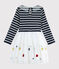 Vestido de manga larga para niña azul SMOKING/blanco MULTICO