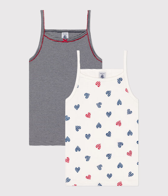 Juego de 2 camisetas de tirantes infantiles de algodón con estampado de corazones variante 1