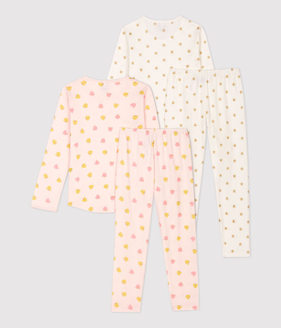 Juego de 2 pijamas con estampados de estrellas y panteras de niña de algodón variante 1