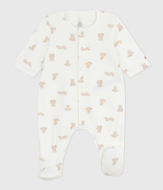 Pijama de túbico estampado para bebé MARSHMALLOW/ BRUN