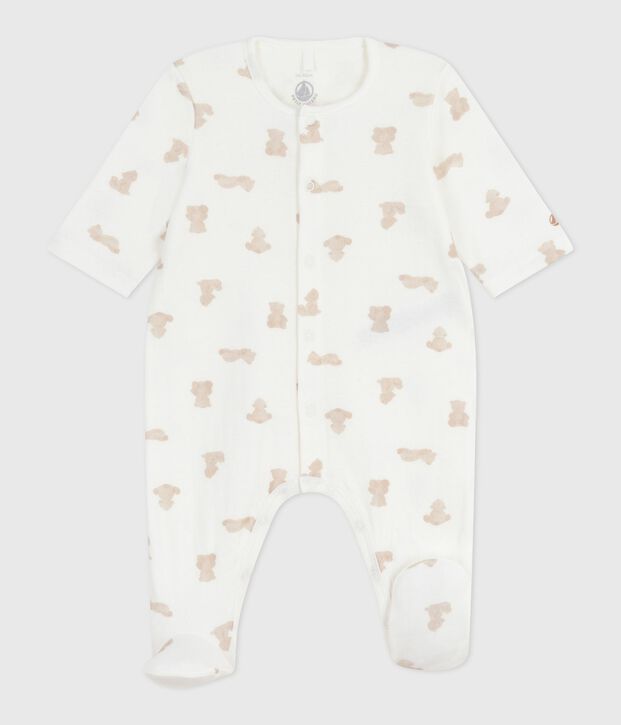 Pijama de t&uacute;bico estampado para beb&eacute; blanco/BRUN