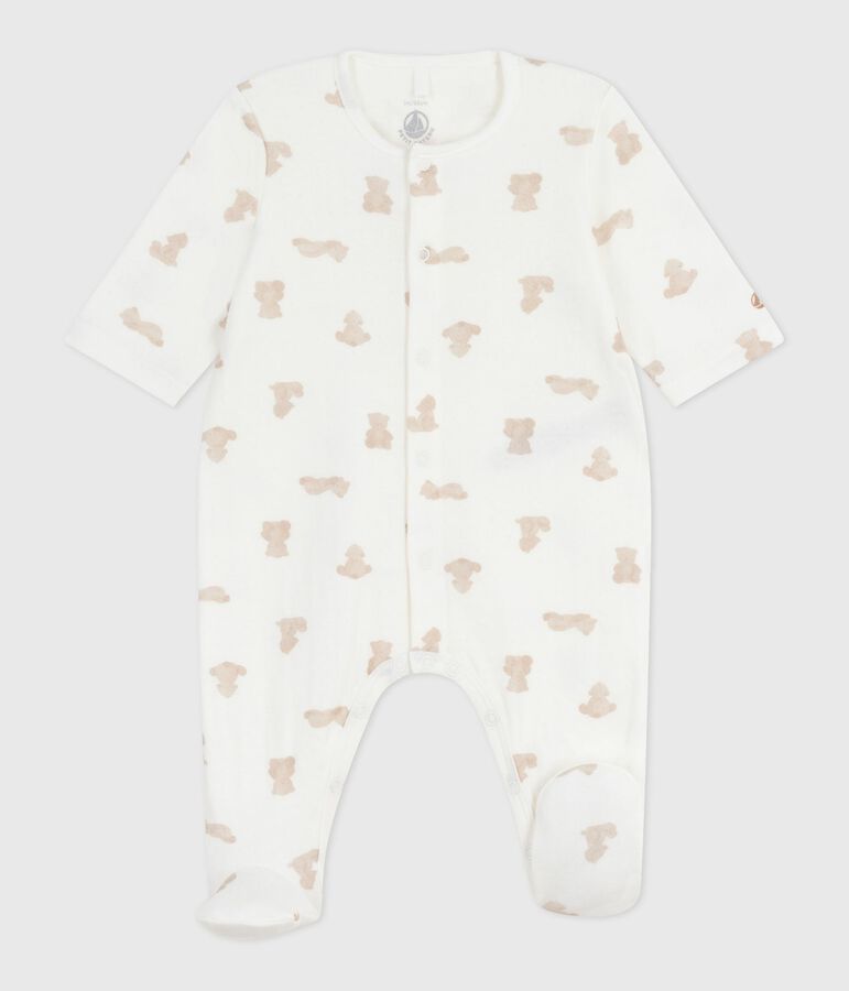 Pijama de t&uacute;bico estampado para beb&eacute; blanco/BRUN