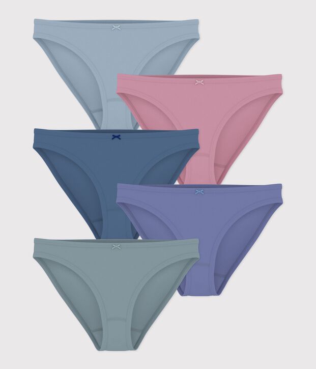 Juego de braguitas lisas de algod&oacute;n para mujer multicolor