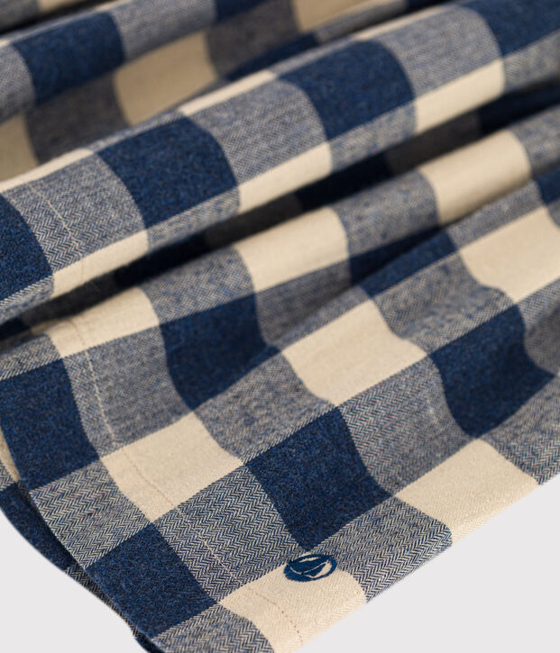 Falda de patinadora de franela de algod&oacute;n de ni&ntilde;a azul/crudo