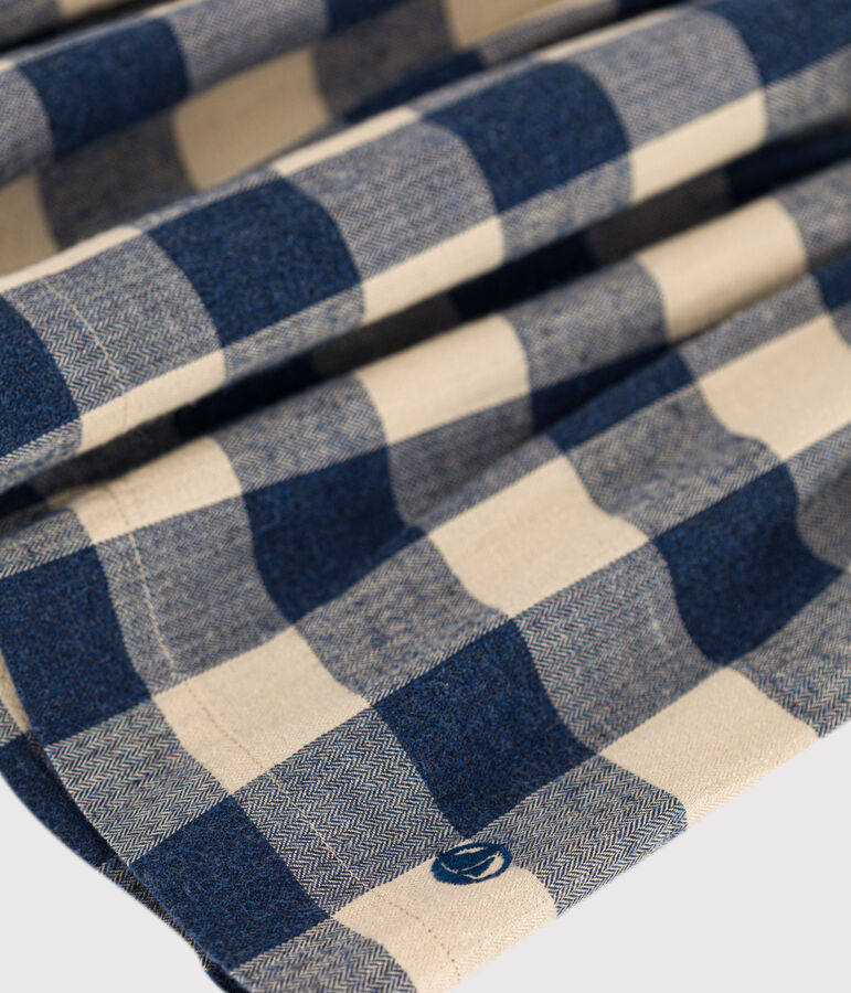 Falda de patinadora de franela de algod&oacute;n de ni&ntilde;a azul/crudo