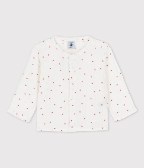 Camisa de gasa de algodón ecológico para bebé blanco MARSHMALLOW/rojo OMBRIE