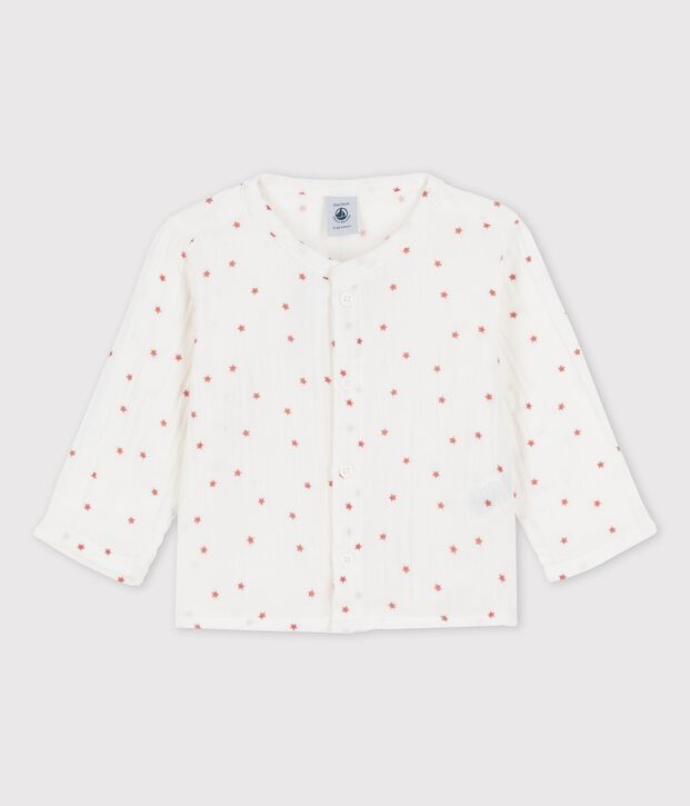 Camisa de gasa de algod&oacute;n ecol&oacute;gico para beb&eacute; blanco/marron