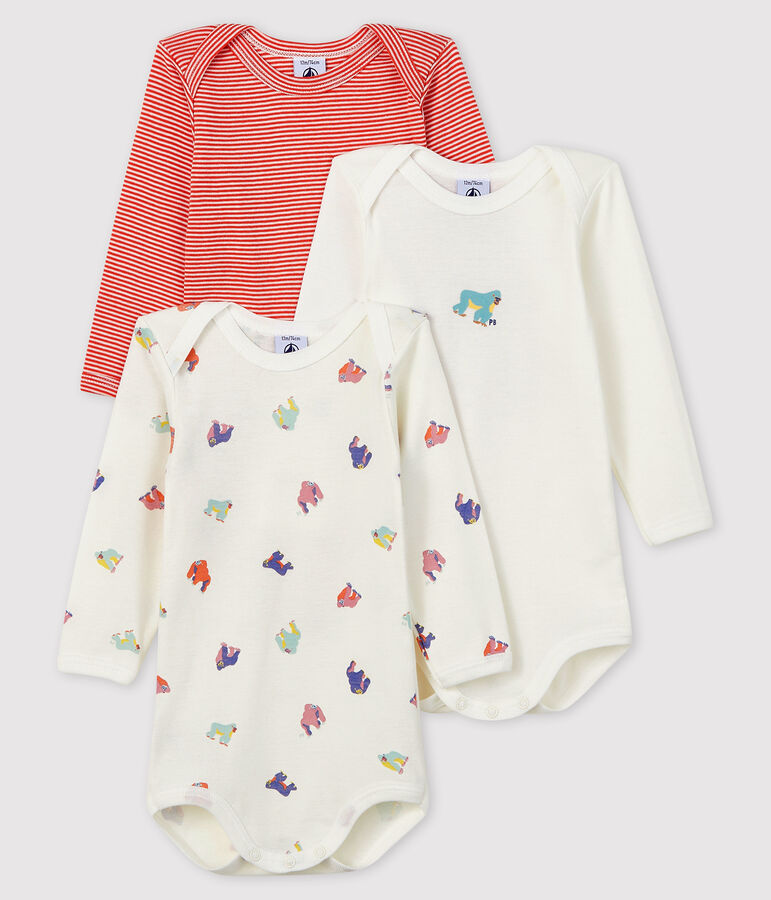Juego de 3 bodis de manga larga para beb&eacute; ni&ntilde;o multicolor