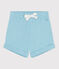 Pantalón corto liso de algodón para bebé azul AQUATIC