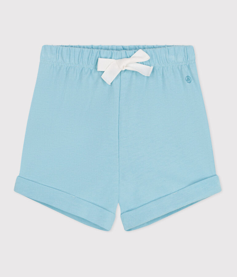 Pantal&oacute;n corto liso de algod&oacute;n para beb&eacute; azul AQUATIC
