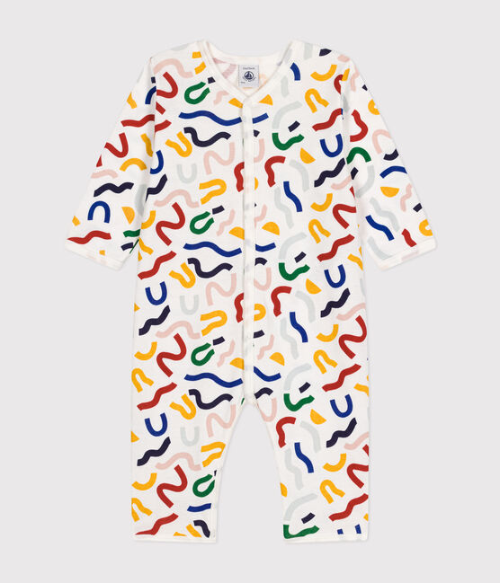 Pijama sin pies con estampado fosforescente de algodón para bebé blanco MARSHMALLOW/blanco MULTICO
