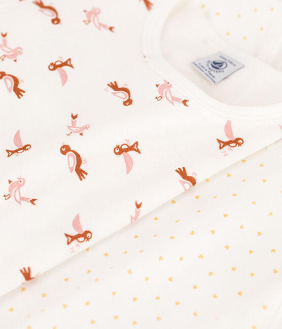 Juego de 2 pijamas de algodón con corazones para niña variante 1