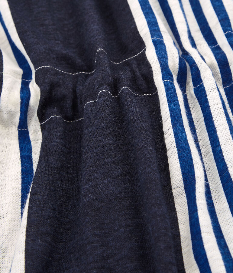 Vestido manga corta de lino para mujer blanco MARSHMALLOW/blanco MULTICO