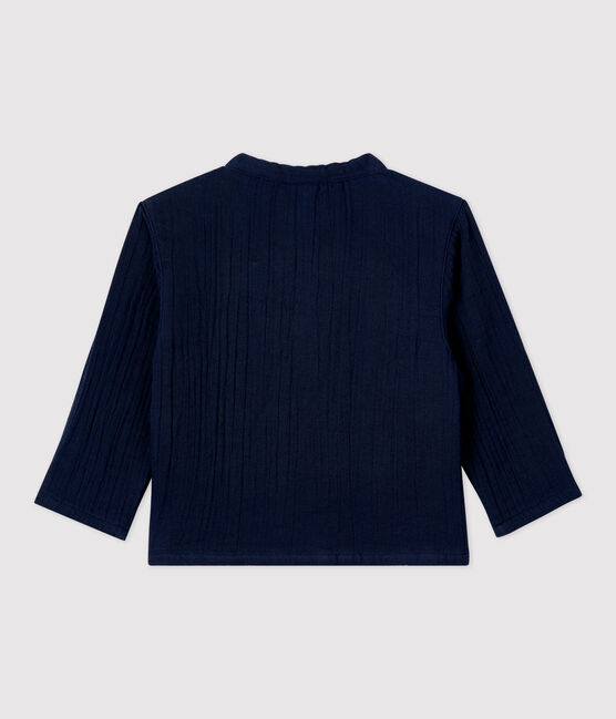 Camisa de gasa de algodón ecológico para bebé azul SMOKING