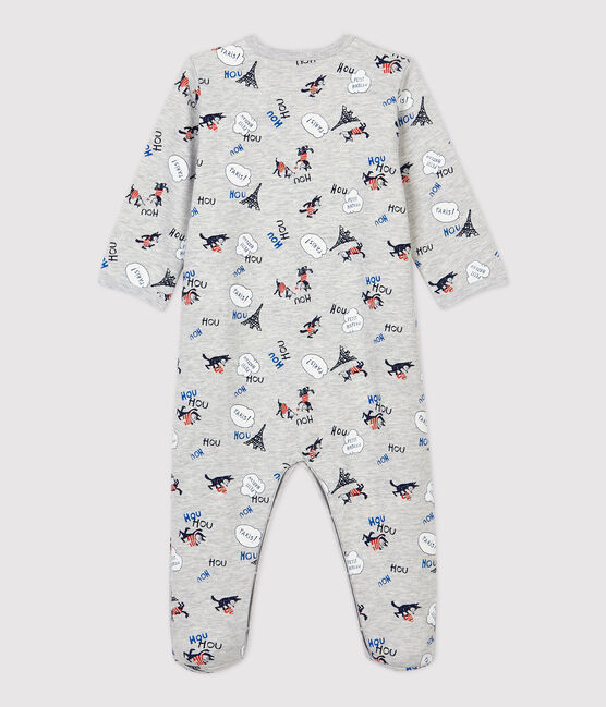 Pelele de bebé de París de muletón de algodón orgánico gris BELUGA/blanco MULTICO
