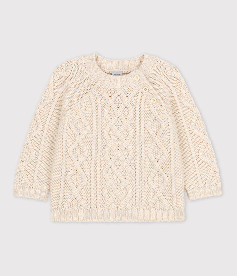 Jersey de punto trenzado de algod&oacute;n para beb&eacute; crudo AVALANCHE