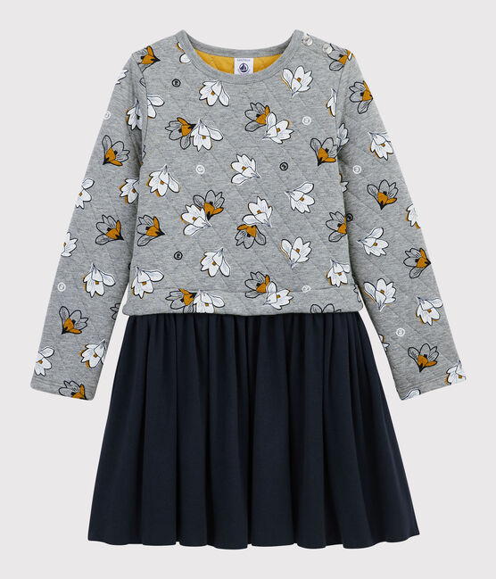 Vestido de manga larga para niña gris SUBWAY/blanco MULTICO