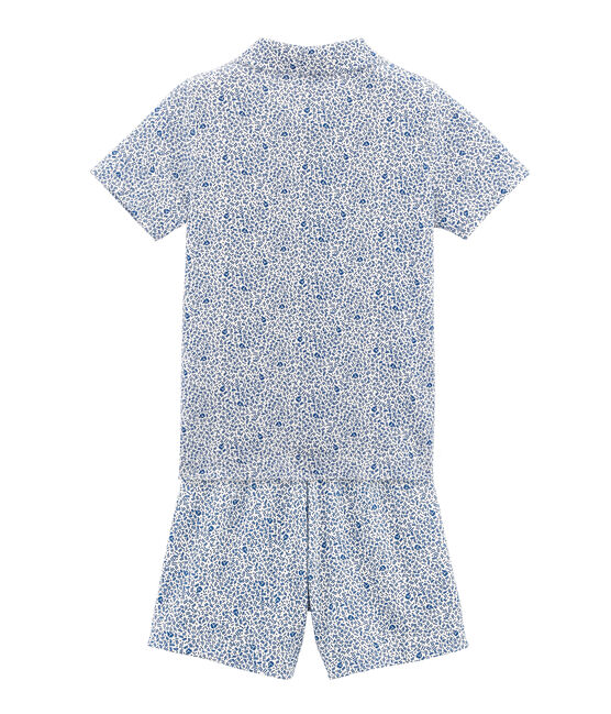 Pijama corto de punto para niño blanco MARSHMALLOW/azul MAJOR