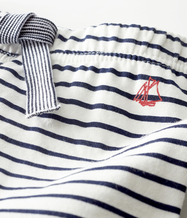 Pantal&oacute;n de tejido t&uacute;bico estampado para beb&eacute; blanco/azul