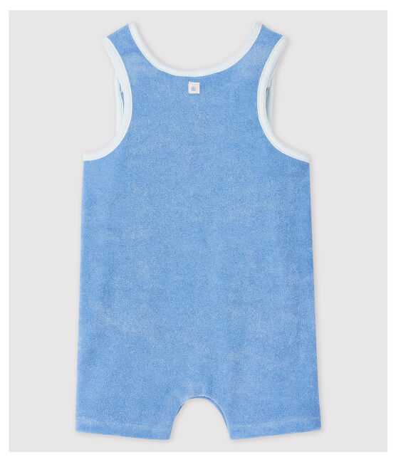Peto corto azul de bebé en rizo de esponja de algodón ecológico azul EDNA