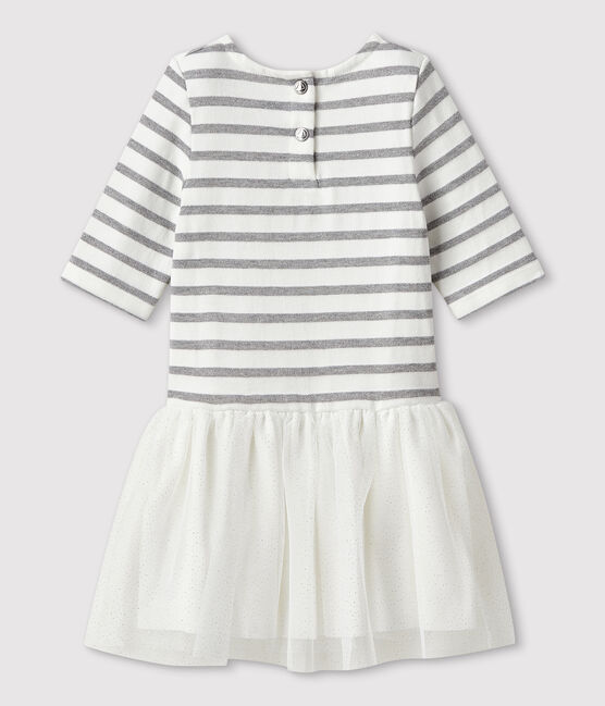 Vestido de manga larga para niña blanco MARSHMALLOW/gris ARGENT
