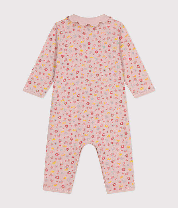 Pijama sin pies de algod&oacute;n estampado de flores para beb&eacute; rosa/multicolor