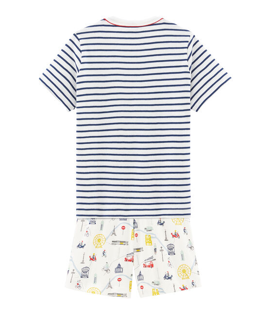 Pijama corto de punto para niño blanco MARSHMALLOW/blanco MULTICO