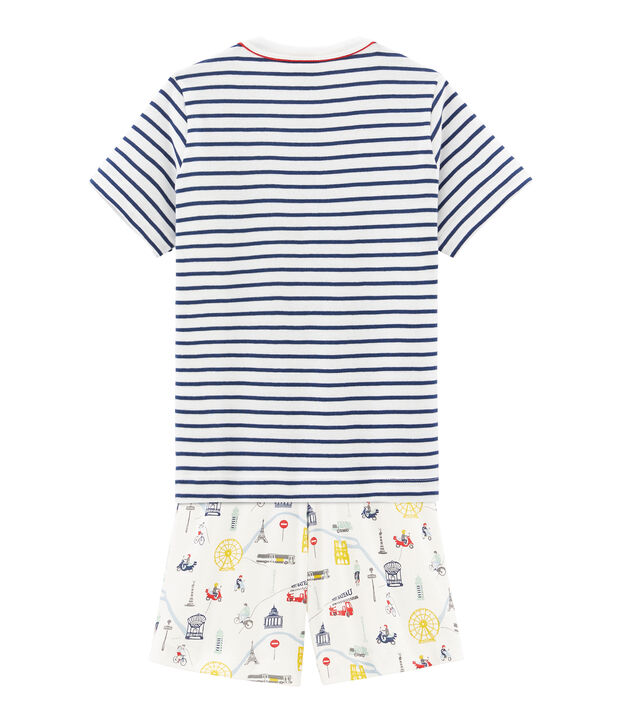 Pijama corto de punto para ni&ntilde;o blanco/multicolor