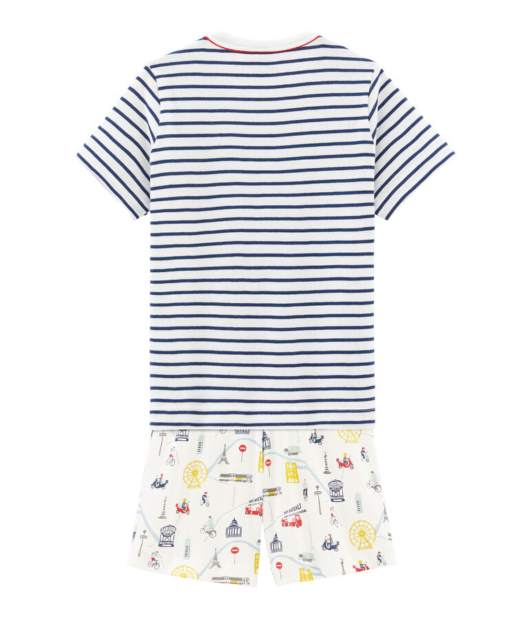 Pijama corto de punto para ni&ntilde;o blanco MARSHMALLOW/blanco MULTICO