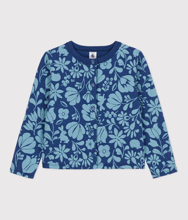 C&aacute;rdigan estampado de tejido t&uacute;bico acolchado de ni&ntilde;a azul/azul