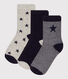 Juego de 3 pares de calcetines de punto de algodón con estrellas para niños