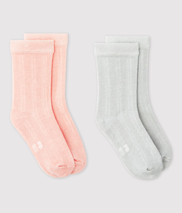 Lote de 2 pares de calcetines de rayas de beb&eacute; ni&ntilde;a multicolor