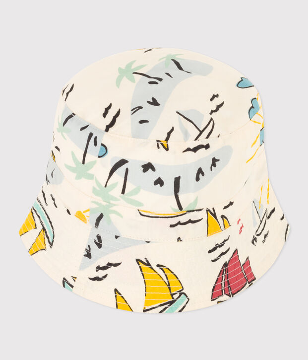 Gorro explorador de popelina para beb&eacute; crudo/multicolor