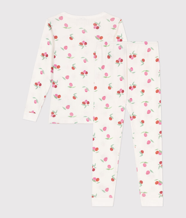 Pijama infantil muy ajustado en algod&oacute;n estampado blanco/rosa/multicolor