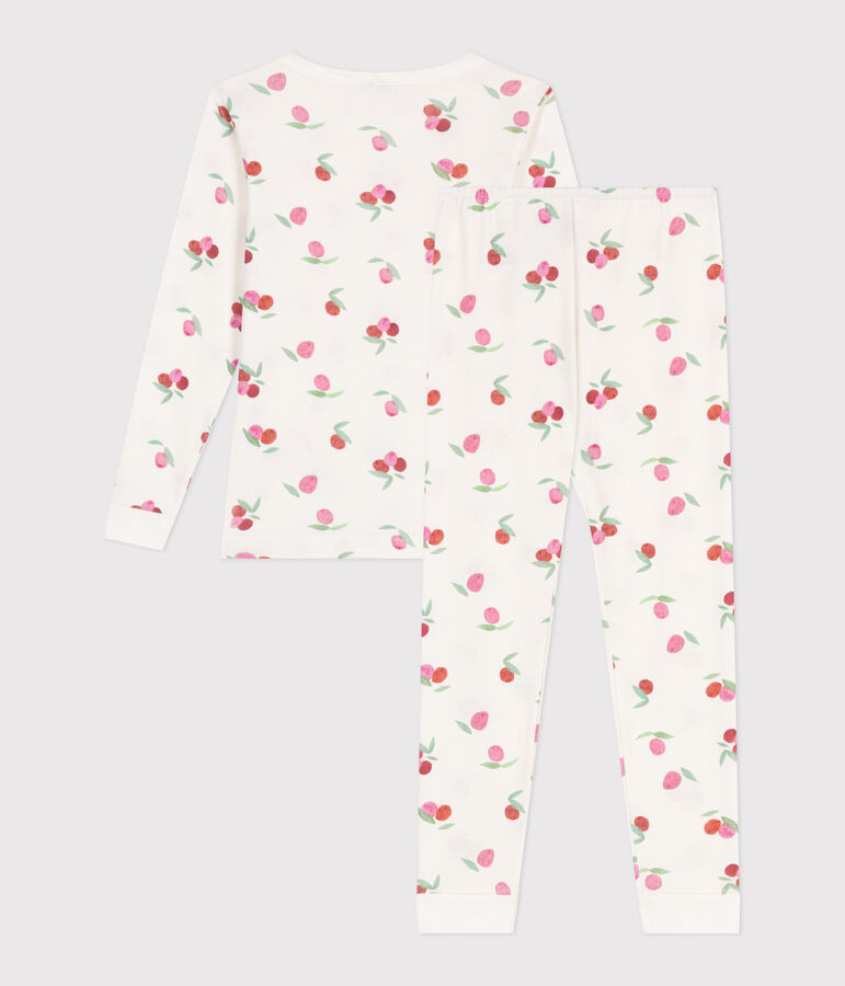 Pijama infantil muy ajustado en algod&oacute;n estampado blanco/rosa/multicolor