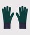 Guantes infantiles de punto tricotado bicolor con forro polar verde/azul