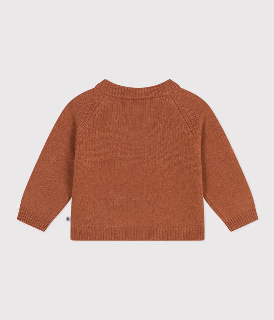 Cárdigan de bebé de punto de lana y nylon reciclado marron ECUREUIL