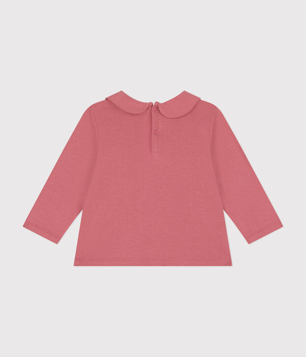 Blusa de algod&oacute;n con cuello para beb&eacute; rosa