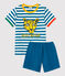 Pijama corto a rayas de niño de algodón MALLARD/ MARSHMALLOW