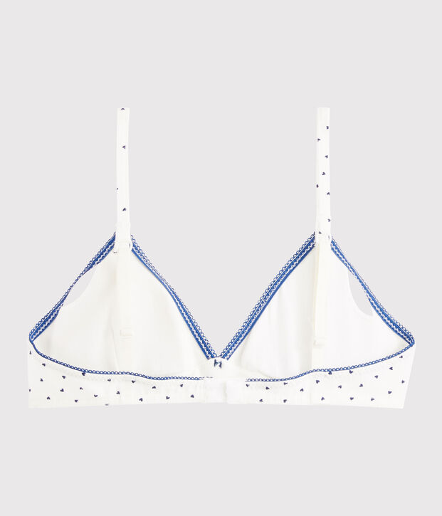 Sujetador con relleno con minicorazones para ni&ntilde;a blanco/azul