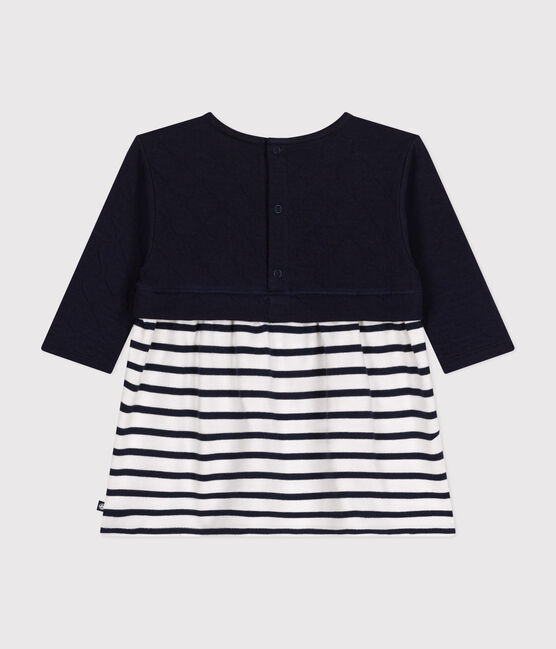 Vestido de manga larga de túbico para bebé azul SMOKING/blanco MARSHMALLOW