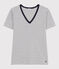 Camiseta La Icónica de algodón a rayas con cuello de pico para mujer blanco MARSHMALLOW/azul SMOKING