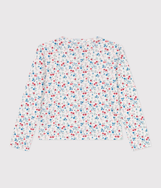 Cárdigan infantil de algodón con flores blanco MARSHMALLOW/blanco MULTICO