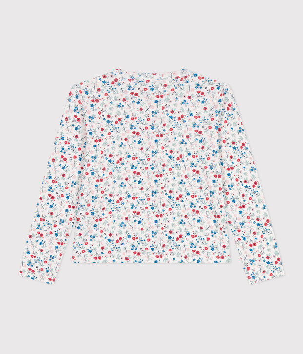 C&aacute;rdigan infantil de algod&oacute;n con flores blanco/multicolor