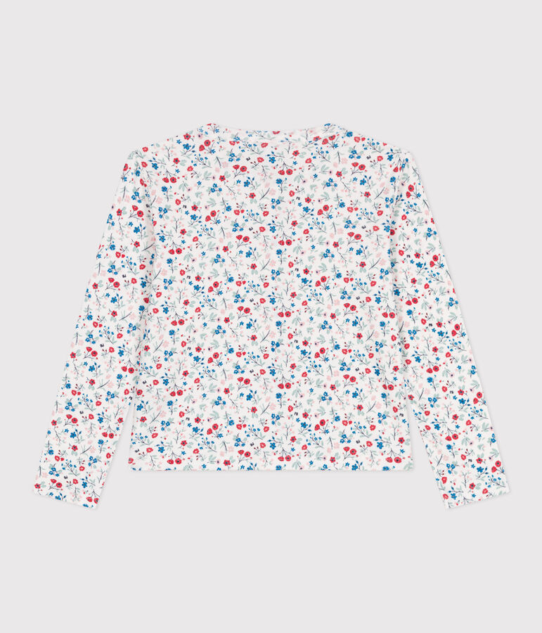 C&aacute;rdigan infantil de algod&oacute;n con flores blanco/multicolor